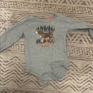 Carhartt Heather Gray Baby Onesie with Dog Print 12 months long sleeve